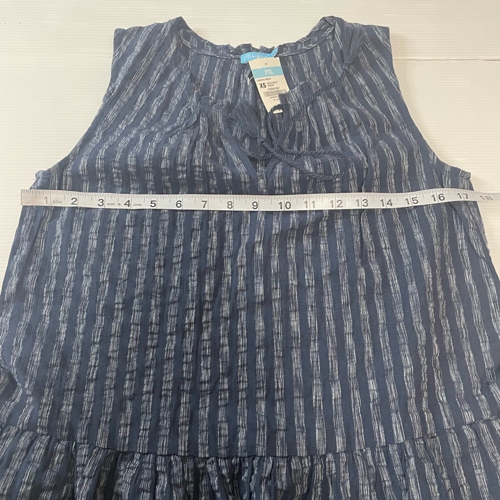 J.McLaughlin Christa dress in a blue & white vertical stripe XS - Picture 9 of 10